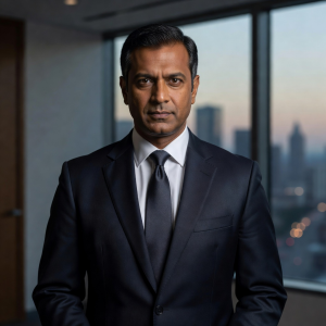 Portrait of Raj Patel, COO in a dark business suit